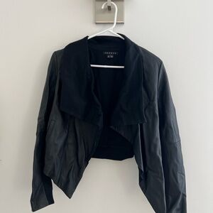 Theory Black Leather Jacket Asymmetrical Design